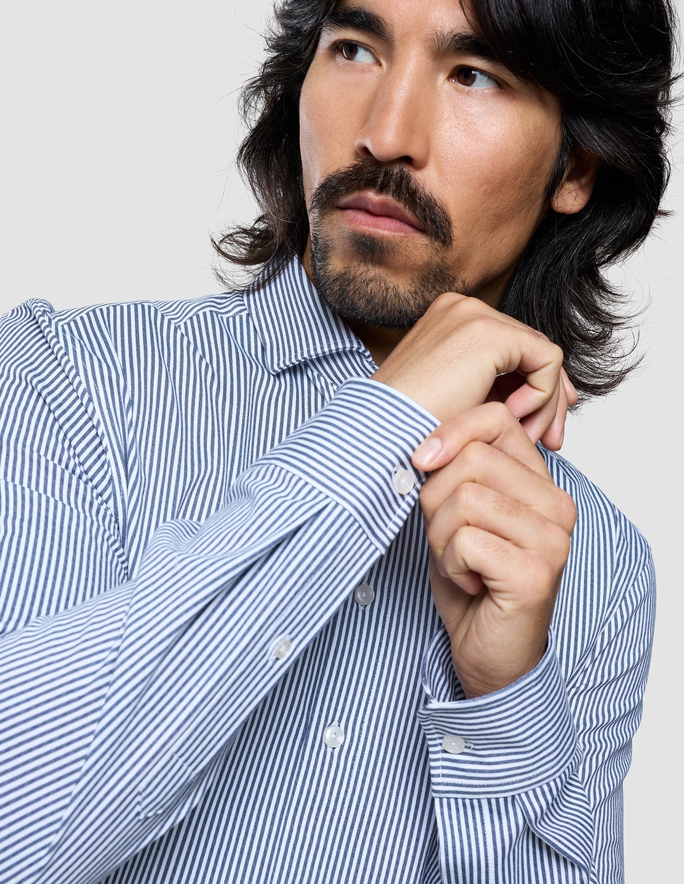 Classic Shirt Marine Herringbone Slim